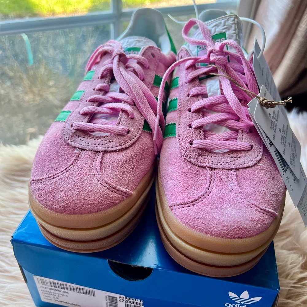 Adidas Gazelle Bold Sneakers Green/Pink Women’s UK 5.5/ Women’s US 7.5